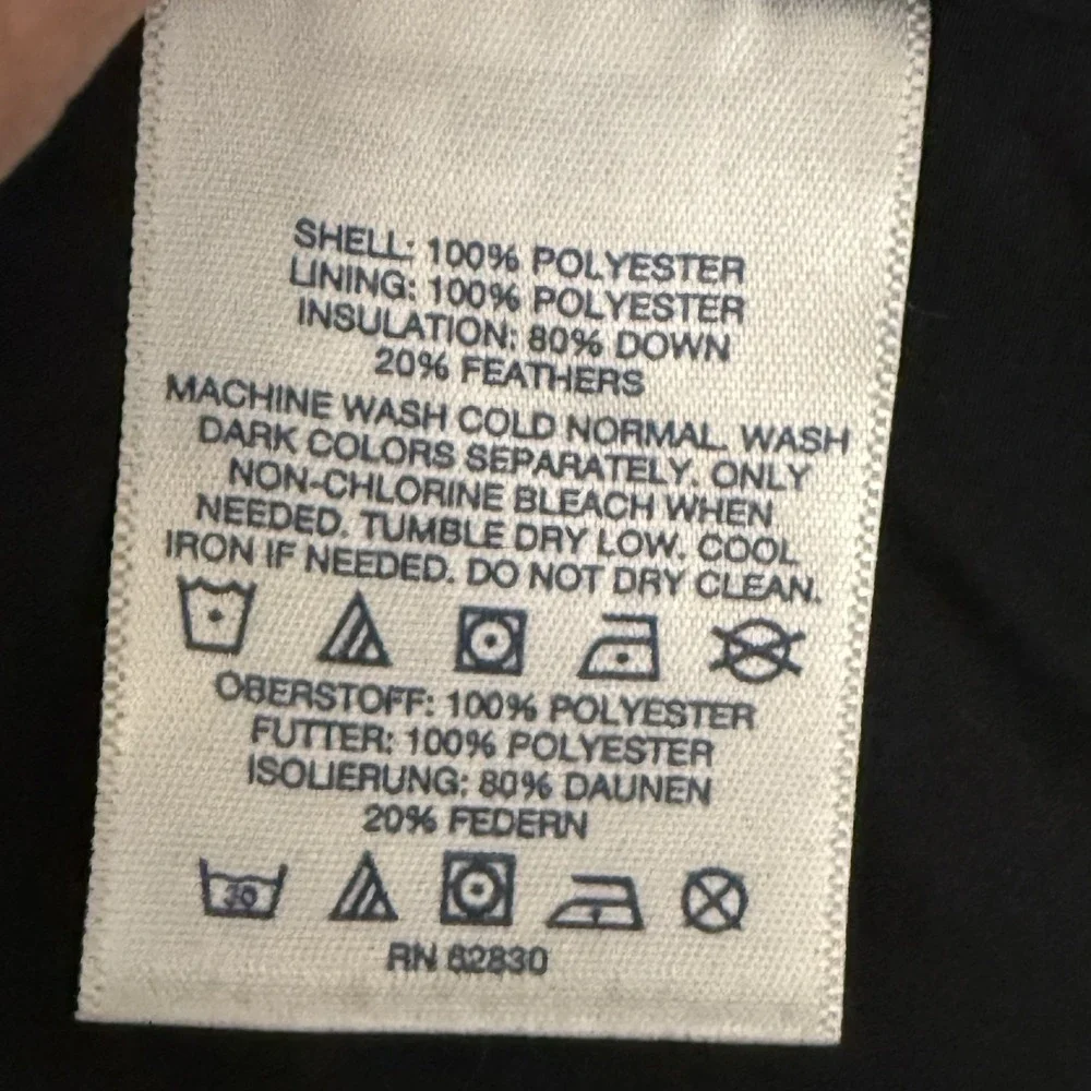 Lands End Women's Size 1X Down Puffer Vest Snowflake Fair Isle Black & White